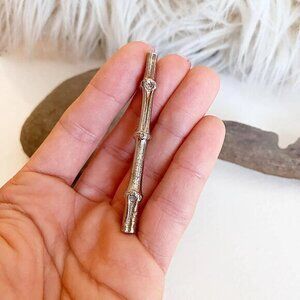 Vintage Gold Plated Cast Twig Branch Brooch Pin Scarf Pin Artistic Botanical Nat